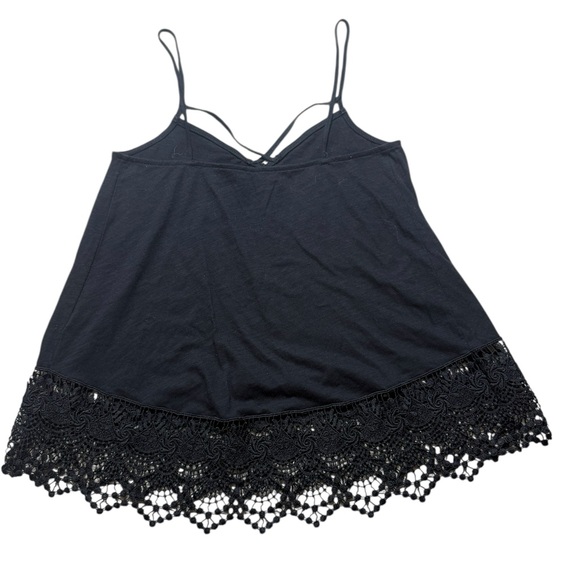 Express Black Tank Top XS Crochet Knit Trim - Picture 3 of 4